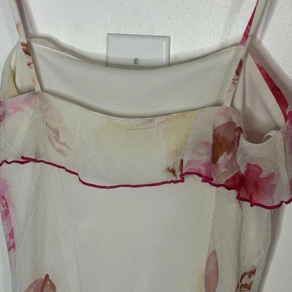 Vtg 90s y2k cream pink floral asymmetrical sleeveless dress jr 9 - Picture 6 of 7